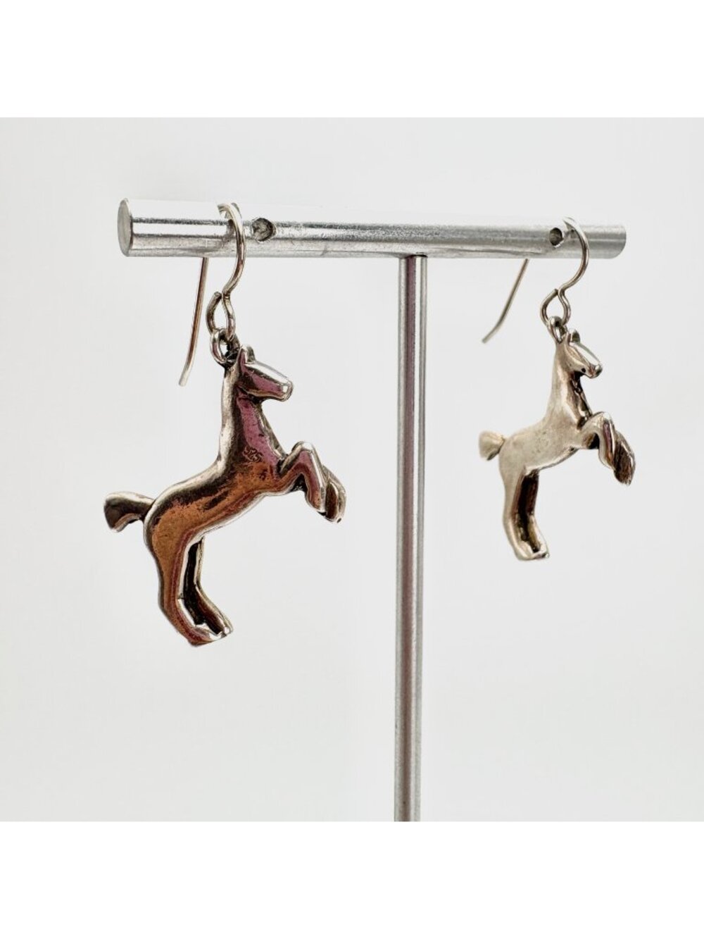 Horse Theme Sterling Silver 925 Dangle Earrings Size 1.25" Length